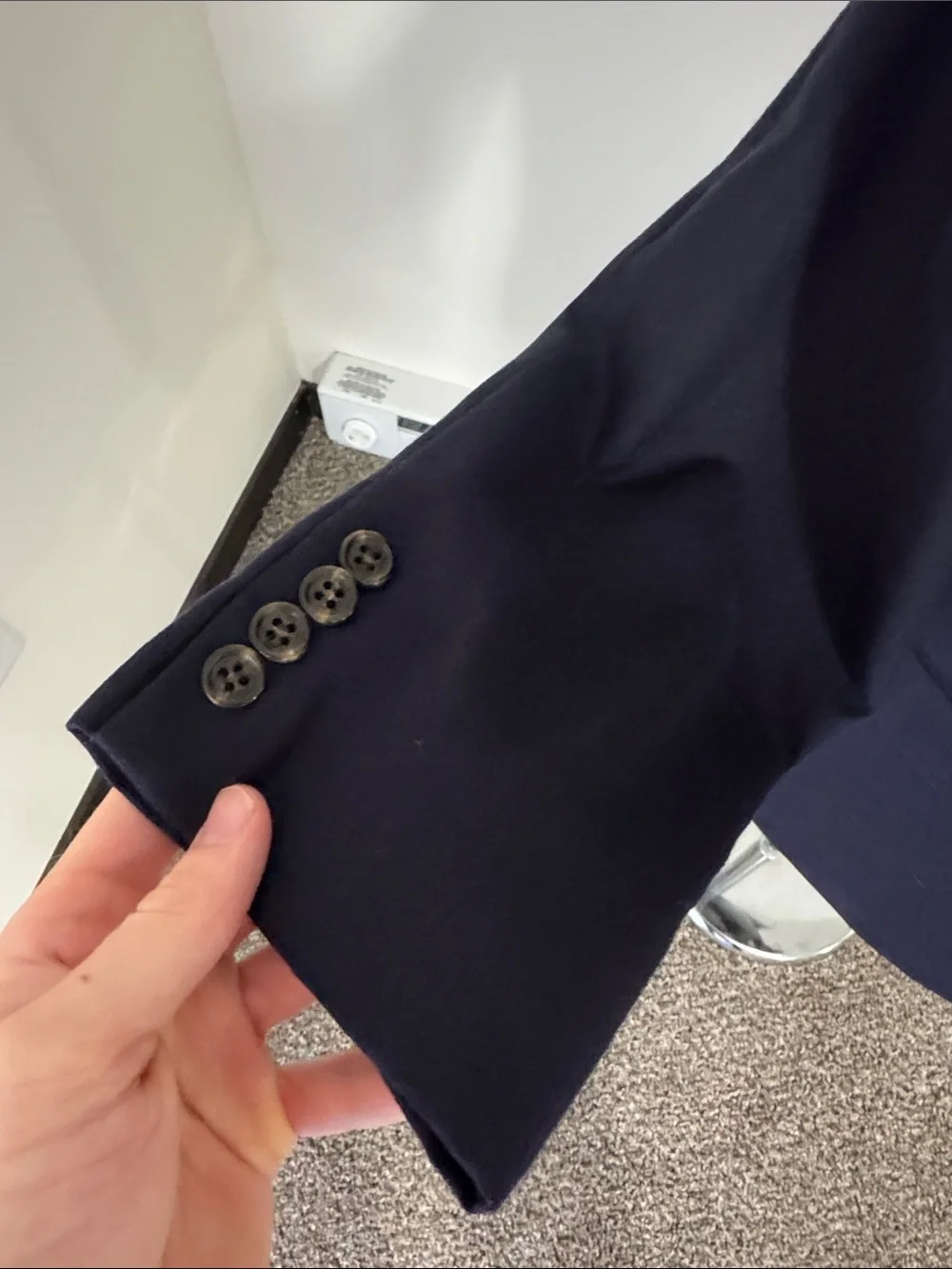 J. Crew Crosby mens 42R navy blue solid American Woolen Co sport coat EUC